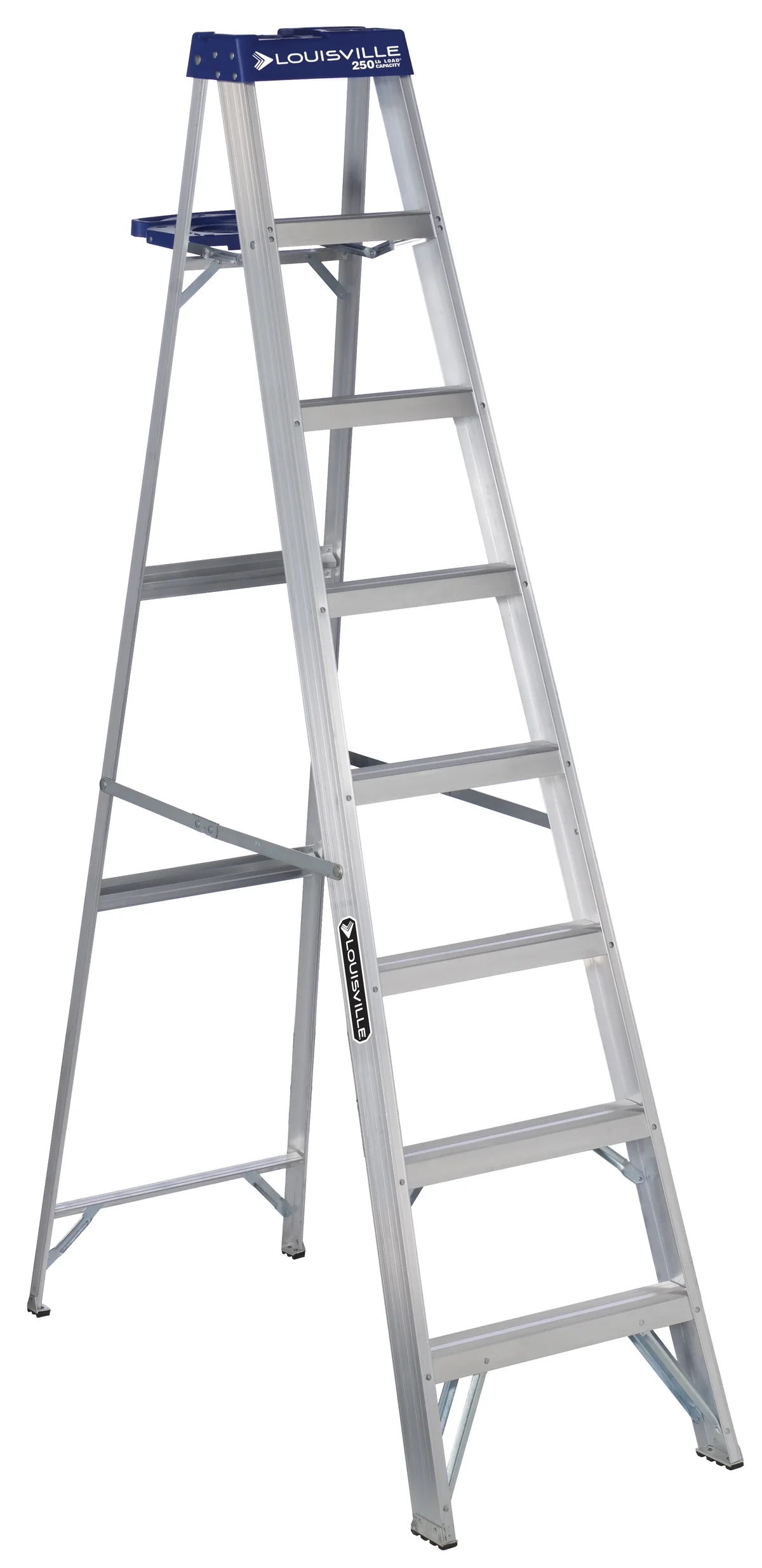 Louisville Ladder 8-Foot Aluminum Step Ladder with molded pail, 250-Pound Load Capacity, Type I, AS2108 7745