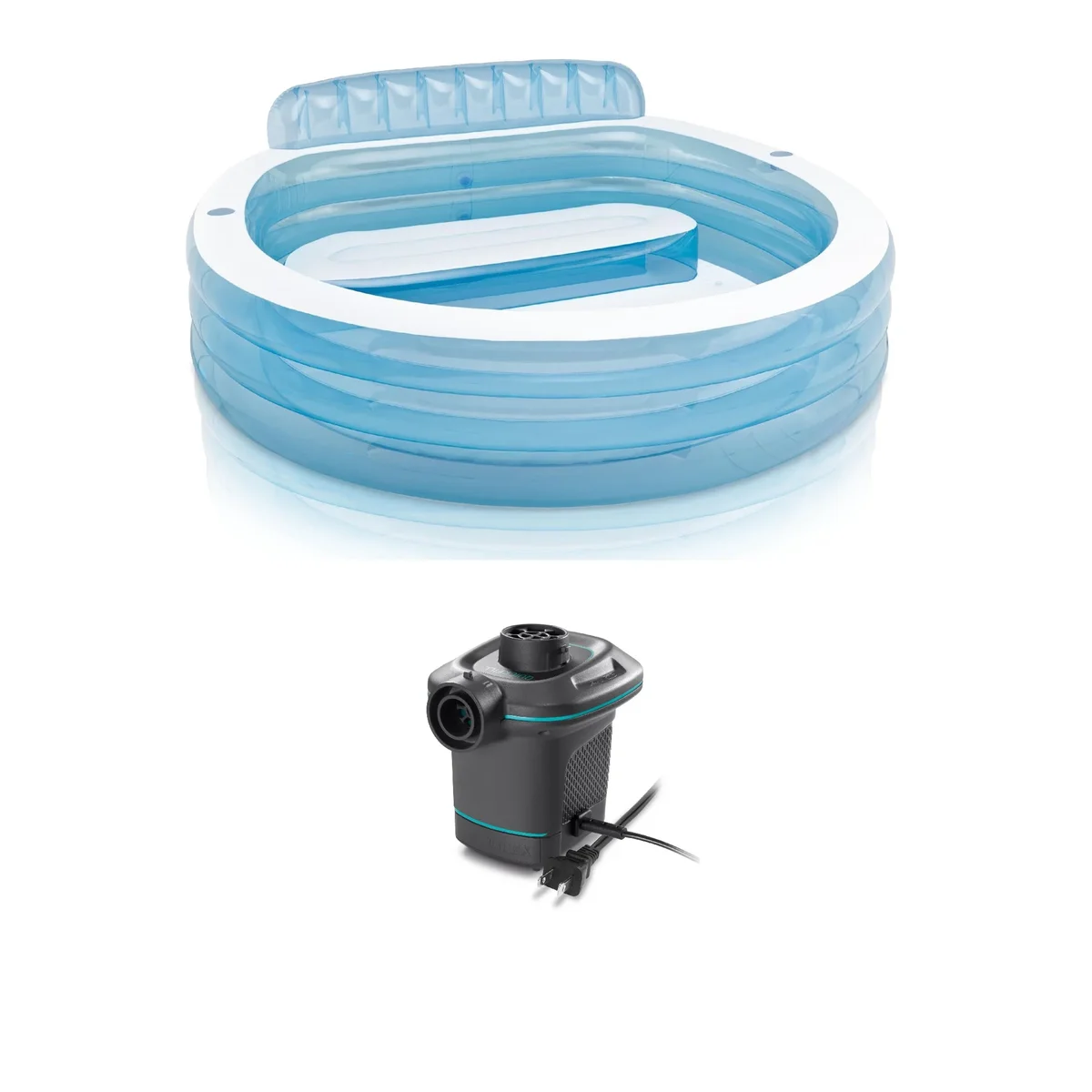 Intex 90"x86"x31" Family Lounge Pool w/ Built In Bench & Electric Air Pump 9036