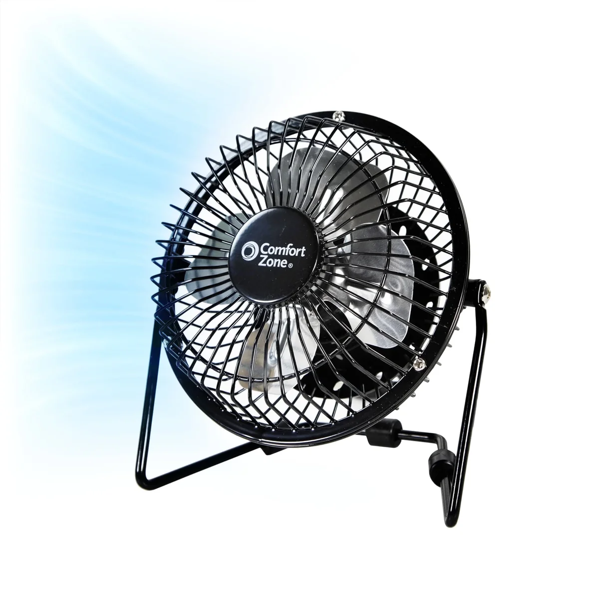 Comfort Zone 4" Metal Portable Desk Fan, Dual Powered (USB or Power Cord) 5268