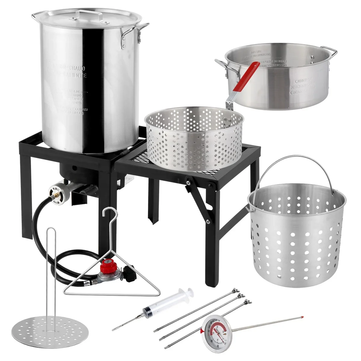 Zimtown 30qt 10qt Outdoor Fryer Turkey Fryer Deep Fish Propane Boil Pot with Folding Side Table for Outdoor Cooking,55000BTU 5753