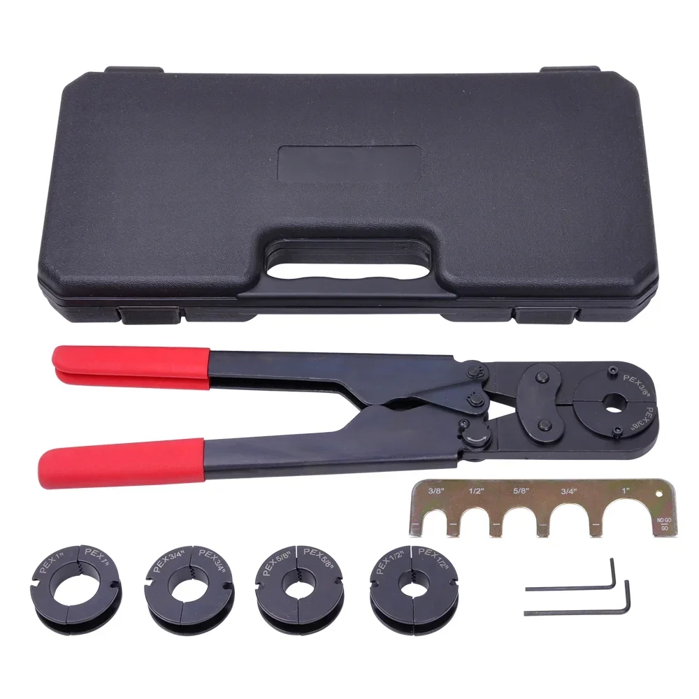 Everdaily Essentials 5-in-1 PEX Crimping Tool PEX-a Repair Kit for 3/8" 1/2" 5/8" 3/4" 1" Copper Rings Pipe Crimper 0402
