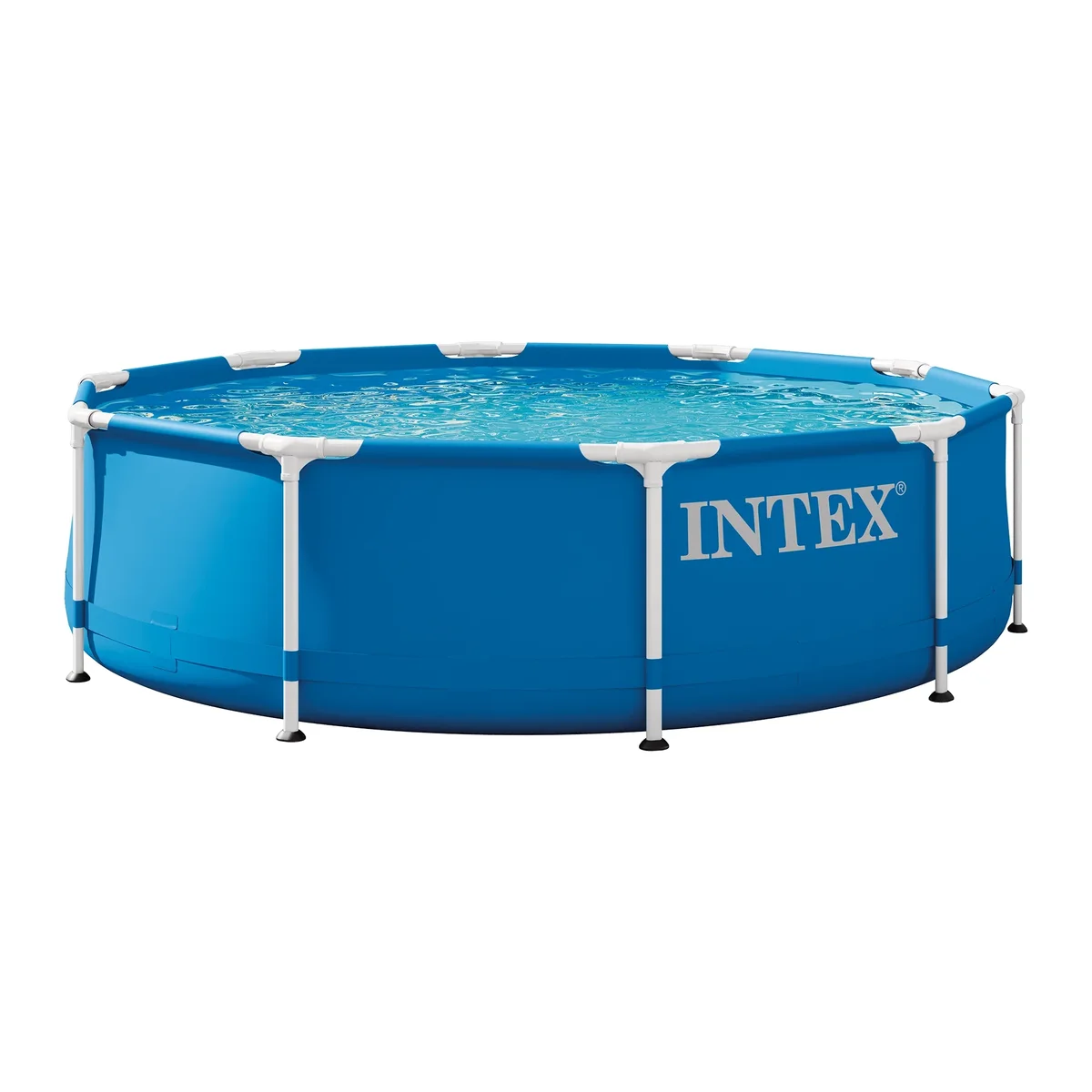 Intex 10 x 2.5 Foot Round Metal Frame Above Ground Swimming Pool, Blue 3855