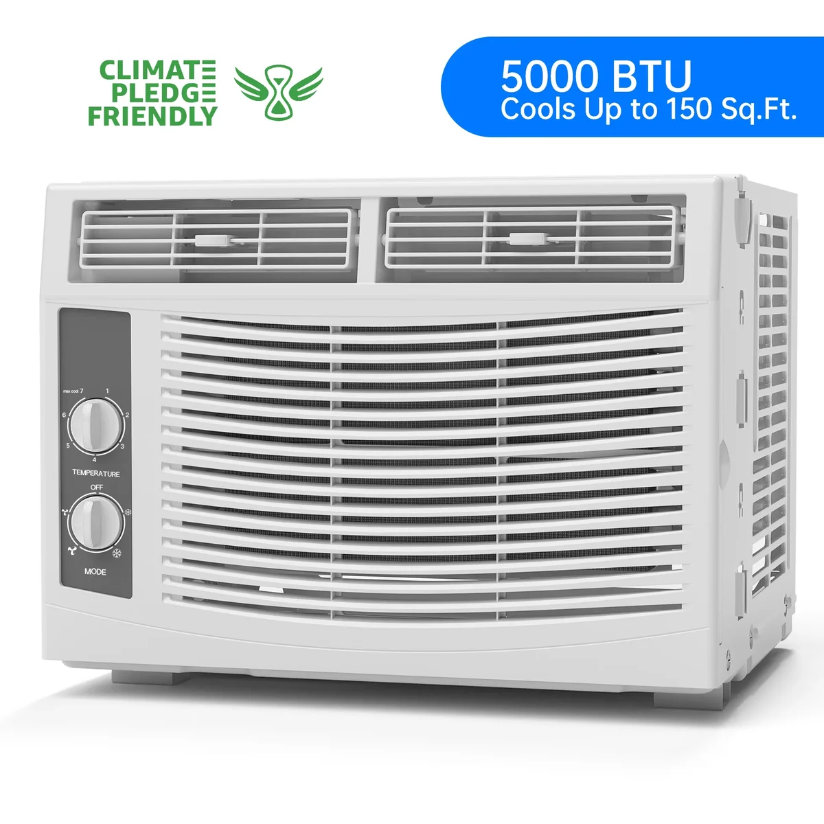 Everdaily Essentials 5000 BTU Window Air Conditioner Easy Cool - Capable of Cooling Up to 150 sq ft. 2 Fan Speeds, 4-Way Air Direction, Mechanical Control, Filter, fo 6510