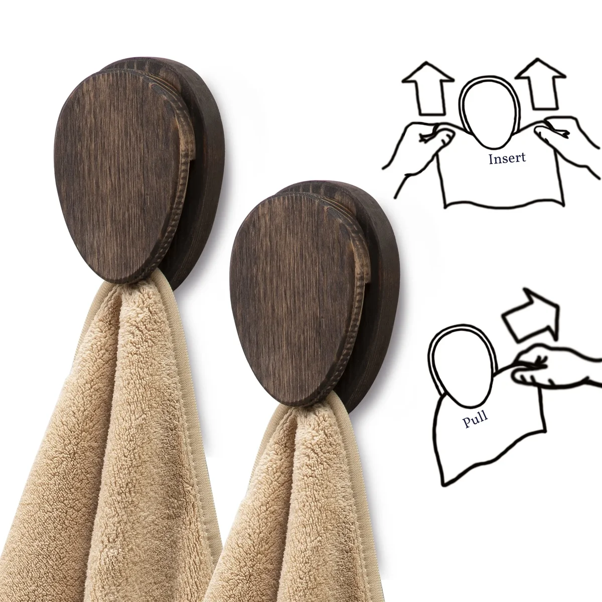 Bekitchen Wall Mounted Magic Marble Wood Hand Towel Holder - Set of 2 Kitchen Hand Towel Holder Adhesive - Kitchen Hand Towel Holder Hooks Hangers Rack for 7714