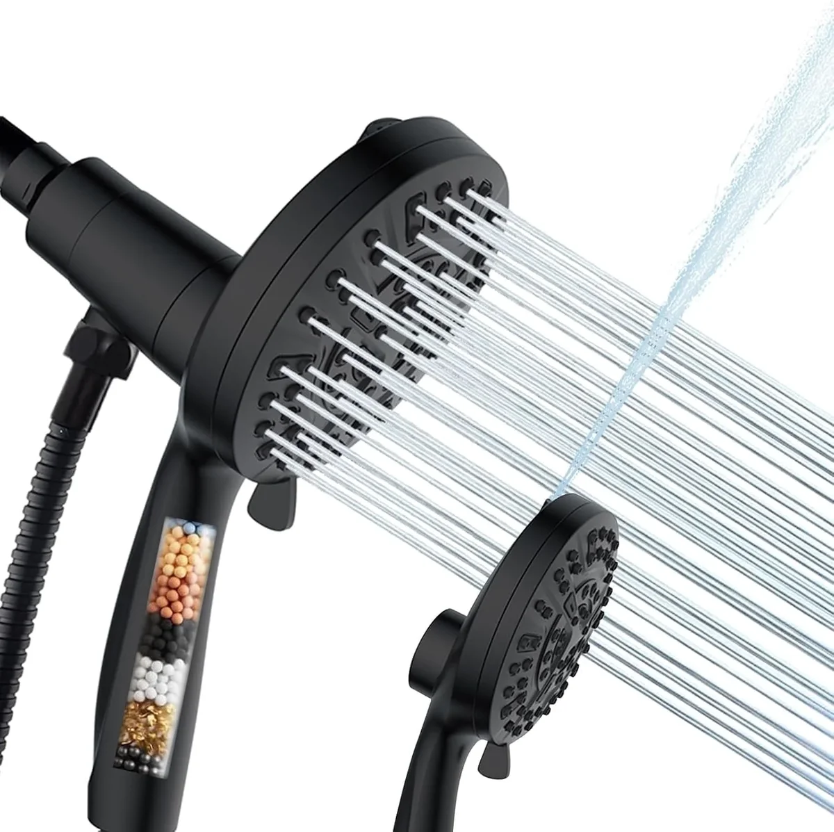 DTIG Filtered Magnetic Shower Head，High Pressure Handheld Showerhead with 10 Spray Modes，Soften Hard Water Remove Chlorine（Black） 6429