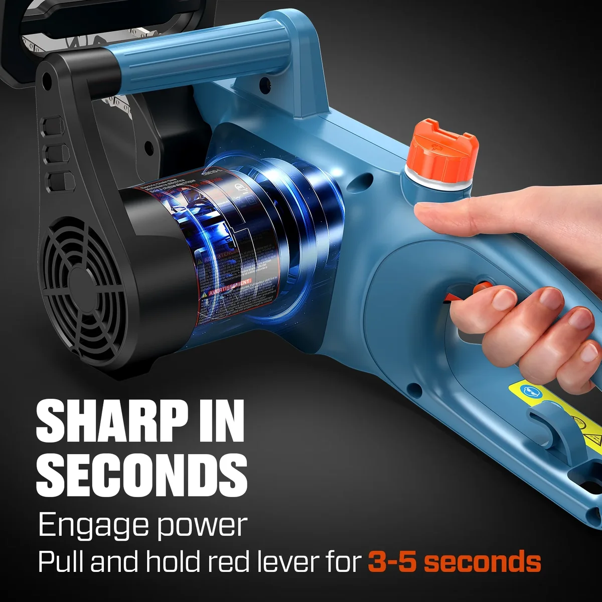 Senix 14" 10A Electric Corded Chainsaw with Oregon Bar & Chain, Blue 6545