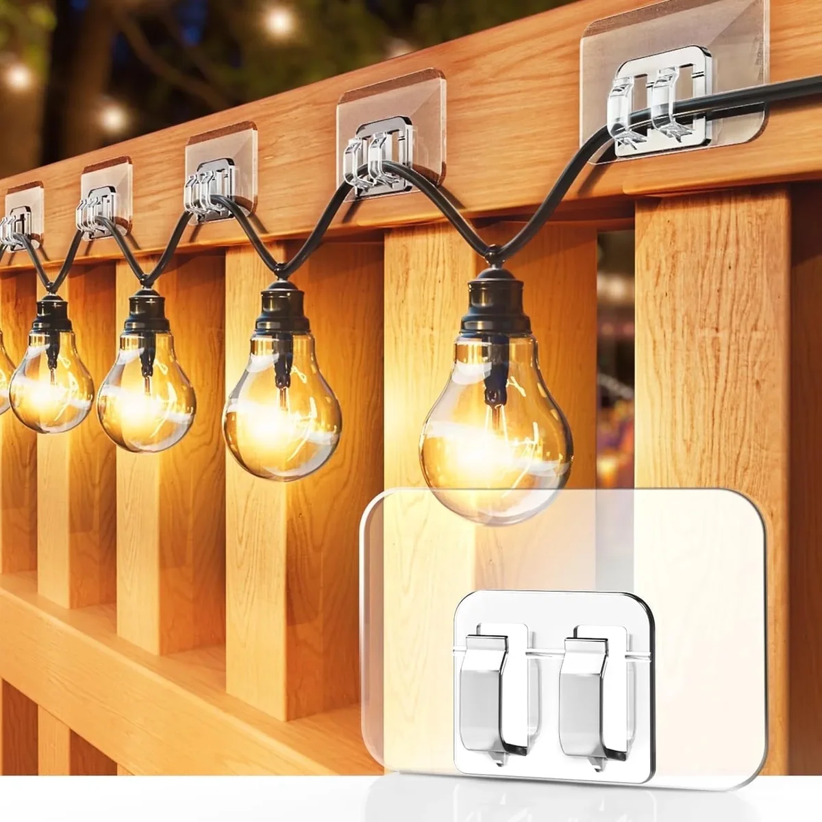 TETOU 100Pcs Hooks for Outdoor String Lights Clips, UV-Resistant Heavy Waterproof Duty String Light Hooks Clips for Outdoor Indoor String Lights  5163