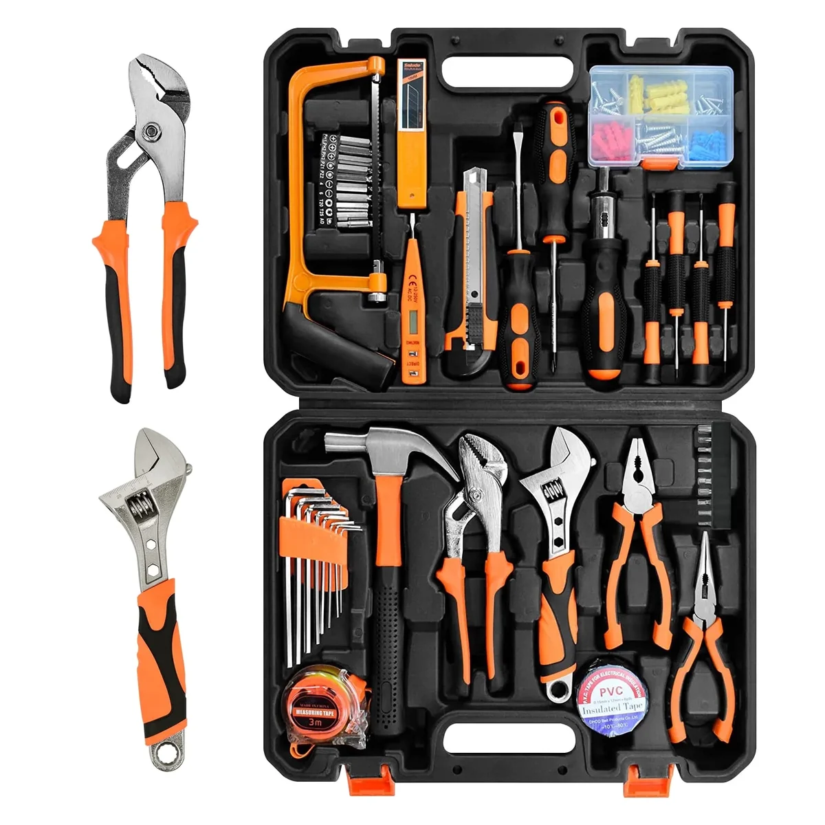 TiokMc Tool Kit 148 Piece, General Household Basic Hand Tool Set with Storage Case Ideal for Home Repairing, Maintenance and DIY Projects 9229