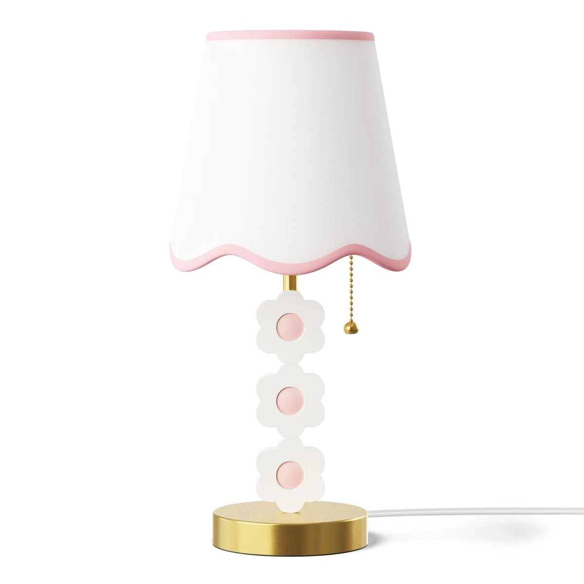 Mainstays Kids 16" Antique Brass Daisy Table Lamp with Scalloped White Shade 9652