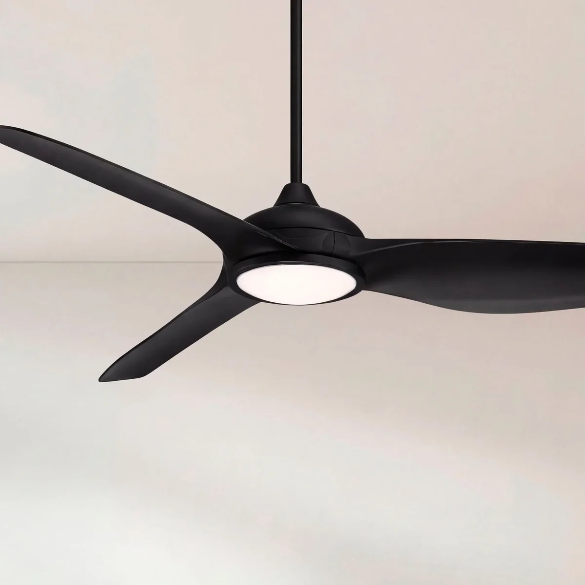 Possini Euro Design 60" Possini Euro Design Dark Vader Modern Indoor Outdoor Ceiling Fan with Dimmable LED Light Remote Control Matte Black Damp Rated for Patio Exte 1552