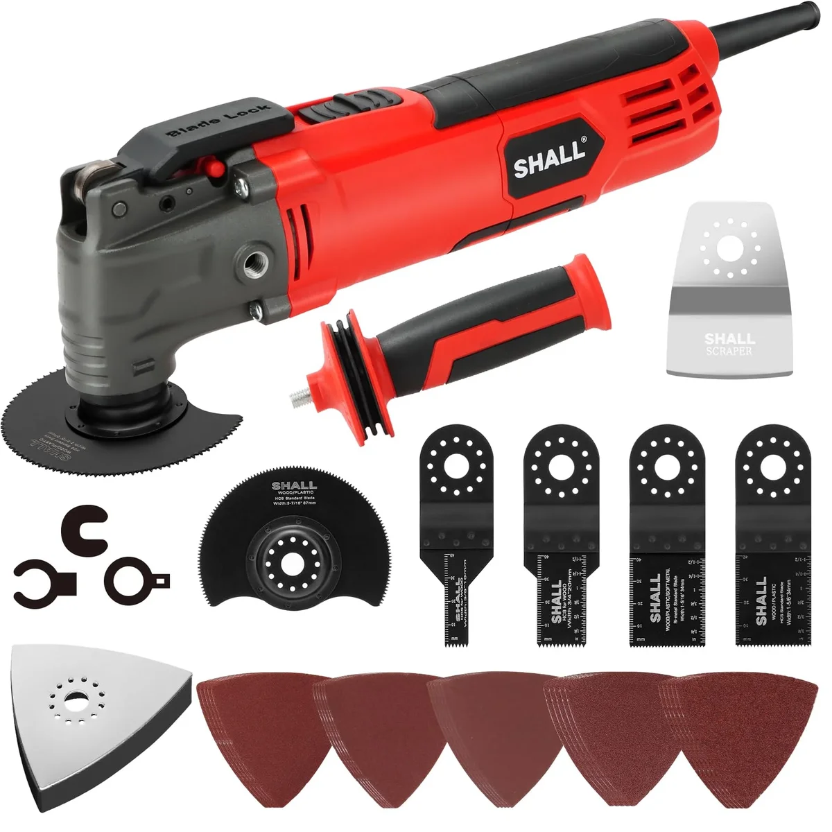 SHALL Oscillating Tool, Oscillating Multitool Kit, 3° Oscillation Angle, Easy Change & Kickback Protection, 6 Variable Speeds, Auxiliary Handle, 2537