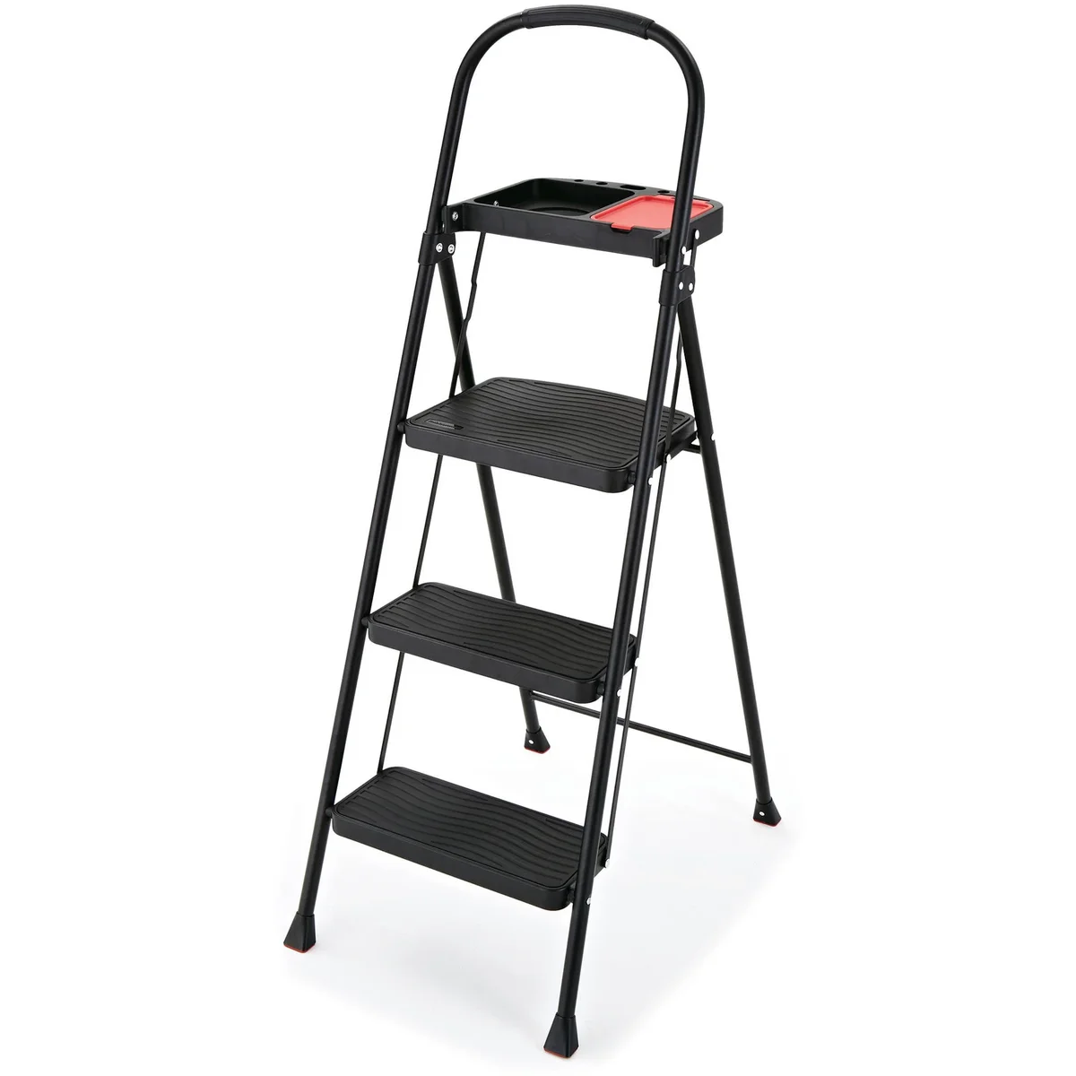 Rubbermaid RMS-3T 3-Step Steel Step Stool w/Project Tray, 225 lb Cap. 4656