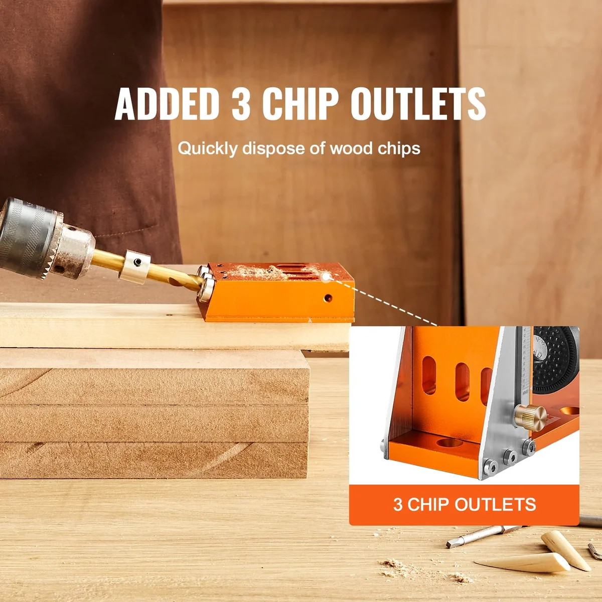 KFFKFF Pocket Hole Jig Drill with Step Drills Wrenches and Square Drive Bits, 4 lbs, 30 Pieces 3847