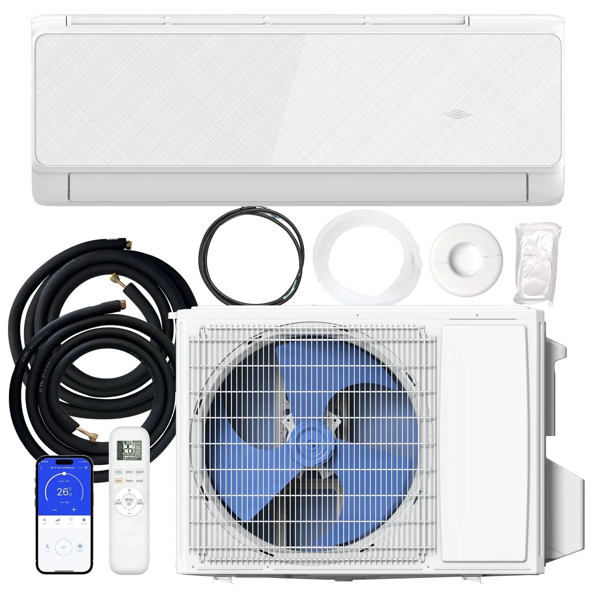 KISSAIR 12000 BTU Split Air Conditioner and heat, remove control ,Wifi, 22 SEER2 Energy Efficient 115V ,ductless air conditioner,for750 sq.ft 1659