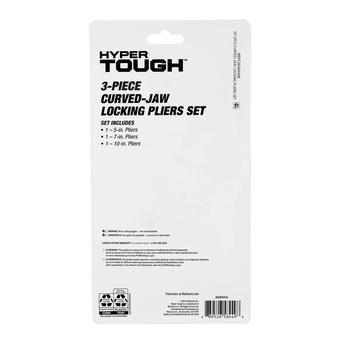 Hyper Tough 3 Piece Locking Plier Set with Quick Release Latch 9218