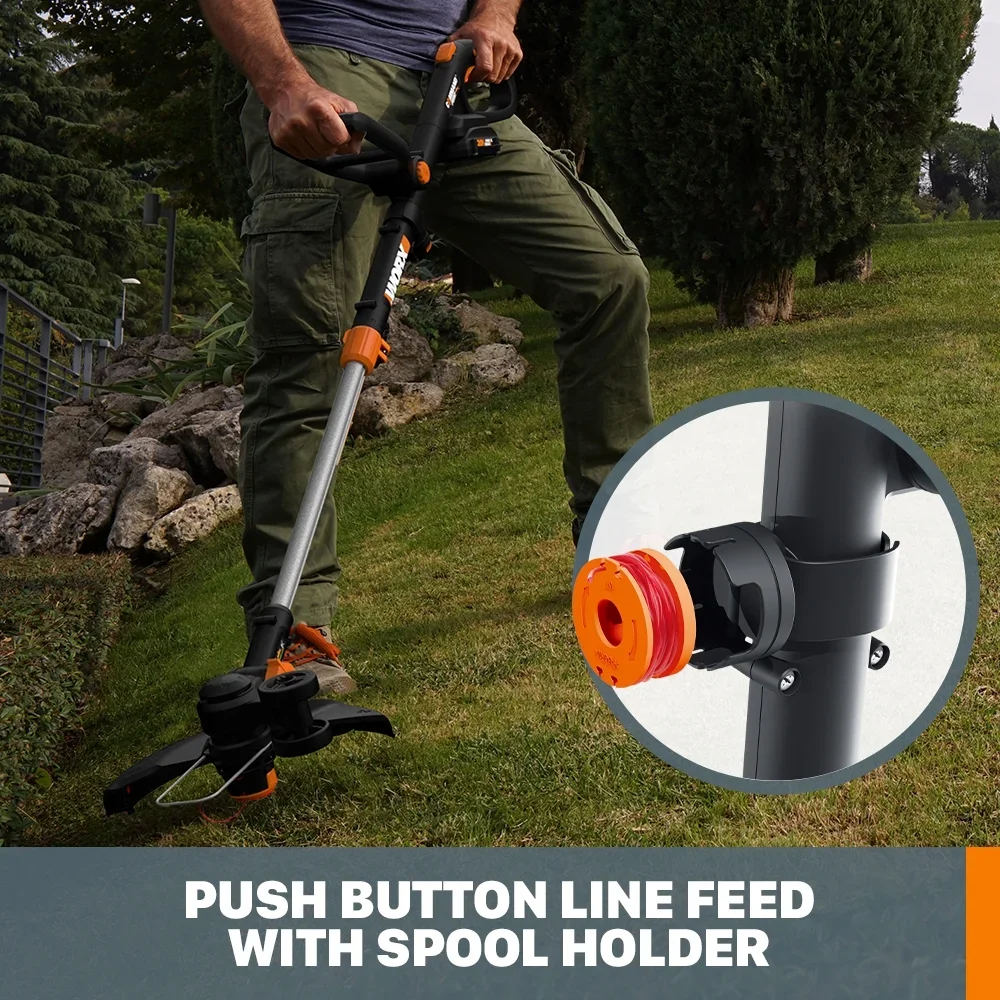 Worx WG170.2 20V PowerShare Cordless 12" Grass and Weed String Trimmer and Edger with Battery and Charger 4520