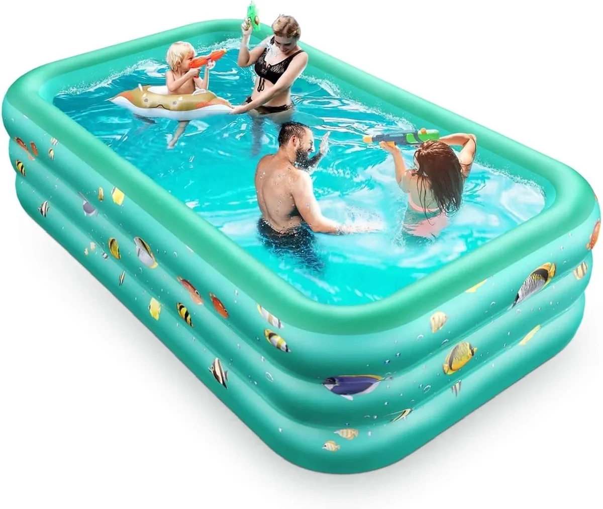 GVDV Inflatable Pool, 9.83 x 6 x 1.83 ft Family Swimming Pools for Kids, Toddlers, Infant, Adult, Rectangular, Thickened 6864