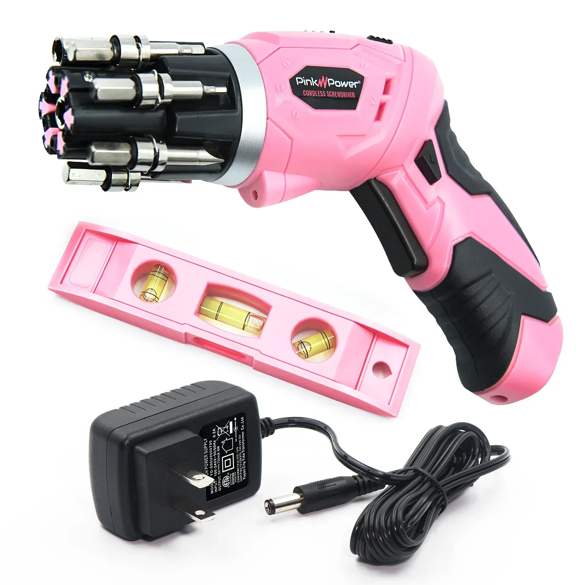 Pink Power Restored Pink Power 3.6 Volt Rechargeable Cordless Electric Screwdriver Set with Bubble Level (Refurbished) 3495