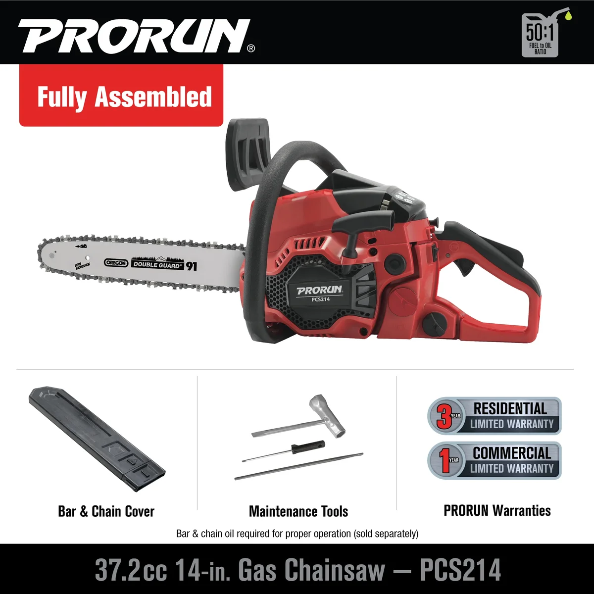 PRORUN 14-in. 37.2cc 2-Cycle Gas-Powered Chainsaw 9696