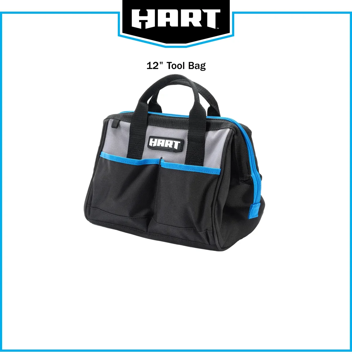 HART 12-inch 600-Denier Tool Bag, with Full Length Zipper and Double Strap Carry Handles 5974