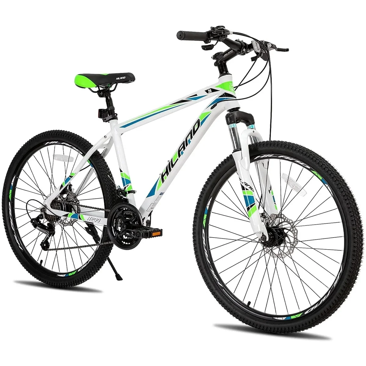 Everdaily Essentials Mountain Bike, Multi-Spokes,Shimano 21 Speeds Drivetrain,Aluminum Frame 26 inch Wheels, Men's MTB Bicycle, White 1974