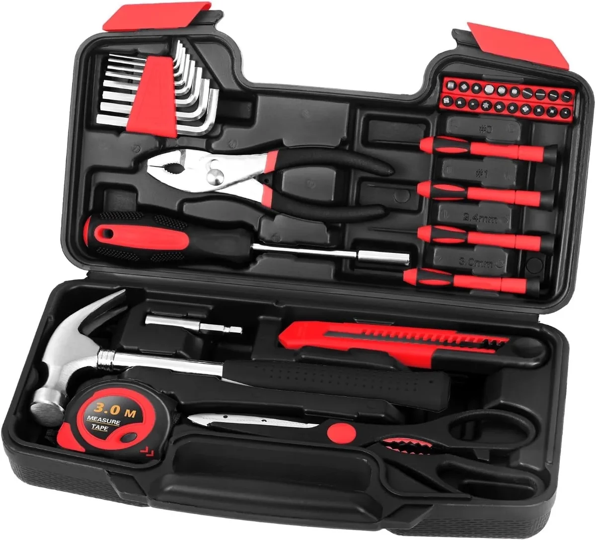 Hoey 39 Piece All Purpose Household Tool Kit Small Basic Home Tool Set with Toolbox Great for Home, Garage, Office and College Dormitory Use, DIY and  5109