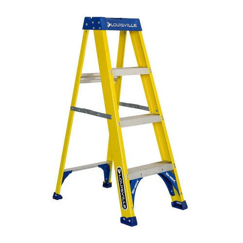 Louisville Ladder 4' Fiberglass Step Ladder, 8' Reach, 250 lbs Load Capacity, FS2004 5917