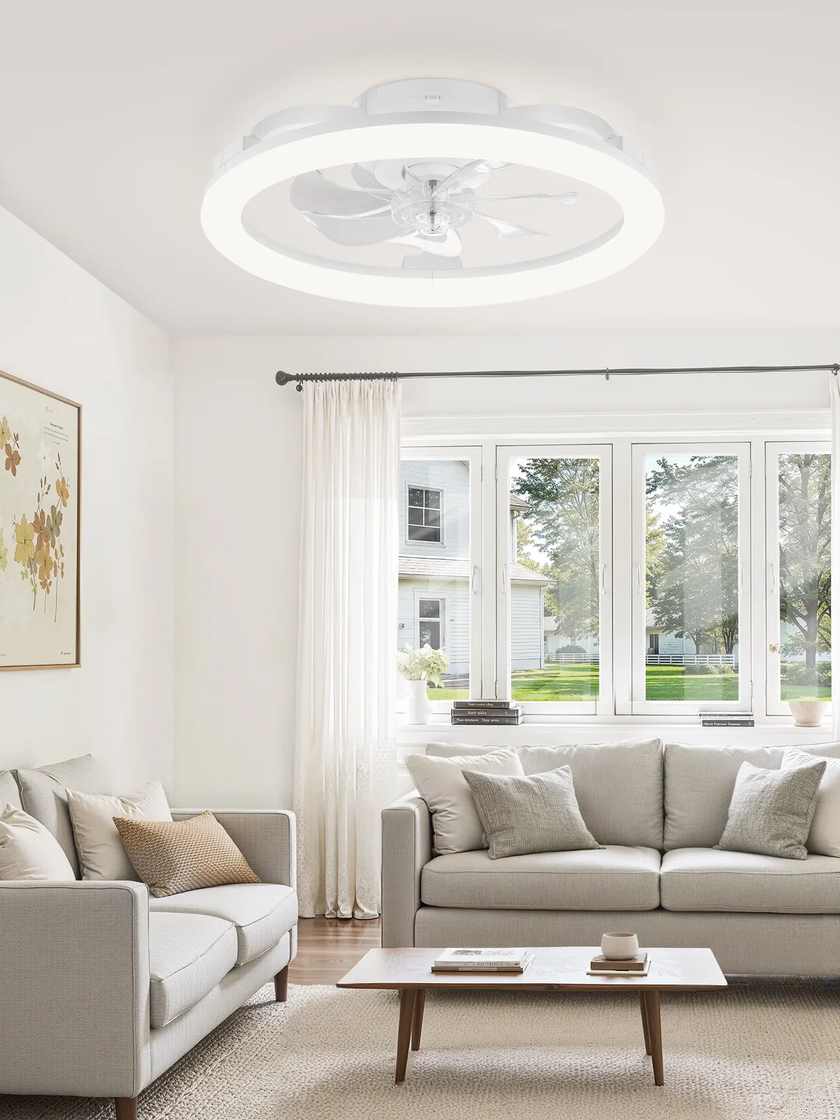 Everdaily Essentials 20" Modern LED Ceiling Fan with Lights, Remote & APP Control, 6-Speed Reversible, White 9258