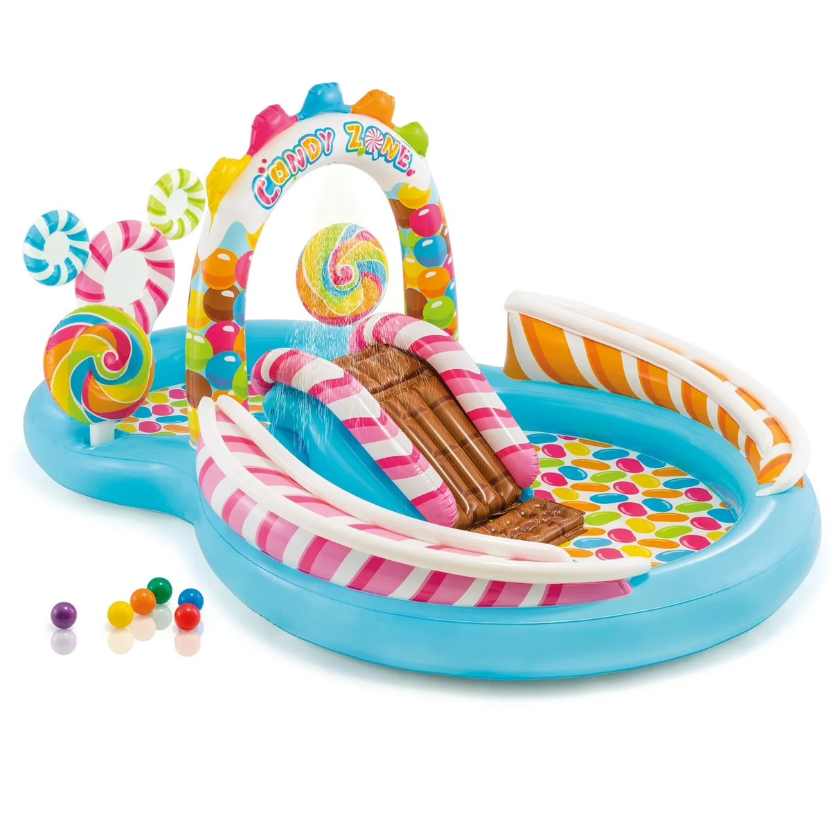 Intex Kids Inflatable Candy Zone Swim Play Center Kids Splash Pool w/ Waterslide 0191