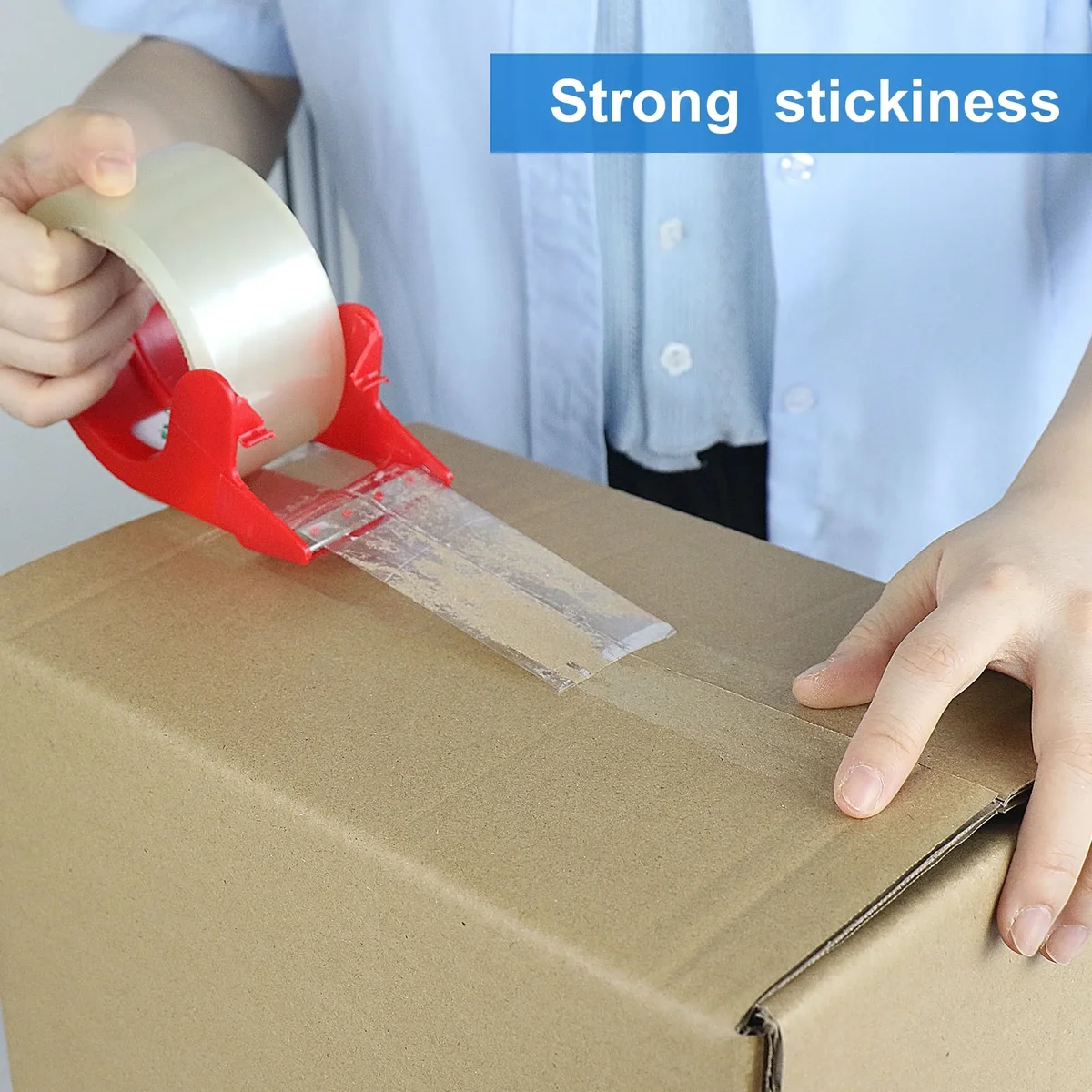 Bomei Pack Heavy Duty Transparent Packing Tape with Dispenser - 6Rolls, Total 360Y, 2.4 mil, 1.88 inch x 60 Yards, Clear Packaging Tape Refills for Shipping 6099
