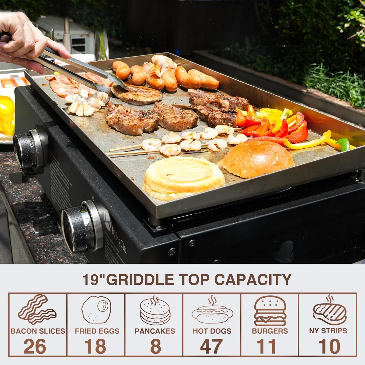 Everdaily Essentials Portable 2-Burner 18.5" Propane Griddle Table Top Gas Grill Griddle in Black for Camping, Tailgating, BBQ, Backyard & Patio Ref. 4905