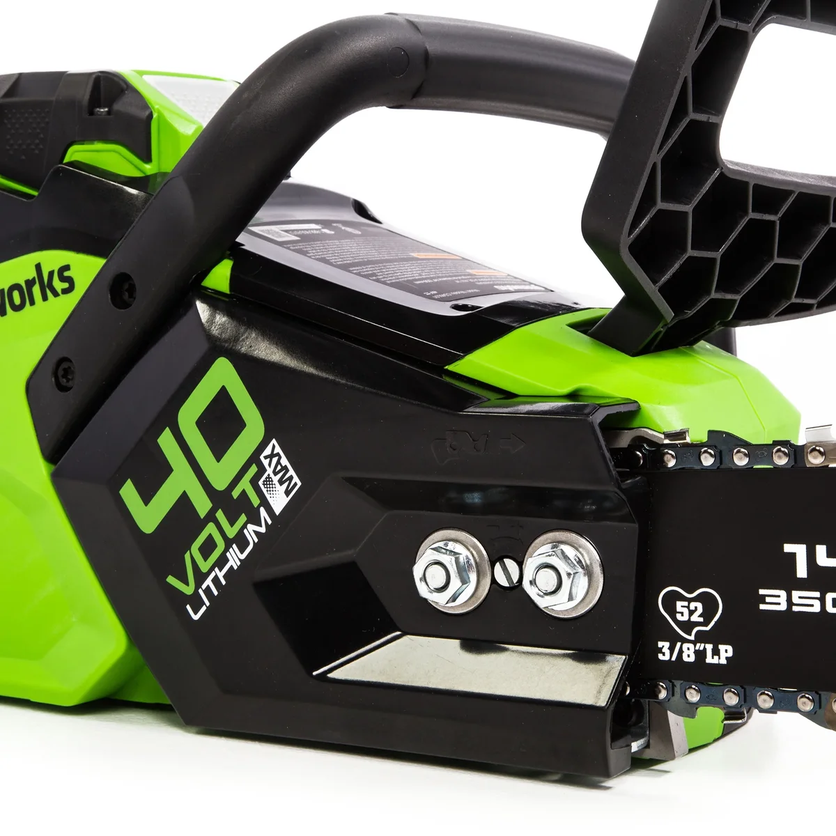 Greenworks 40V 14-inch Brushless Chainsaw with 2.5 Ah Battery and Charger, 2012802 1802