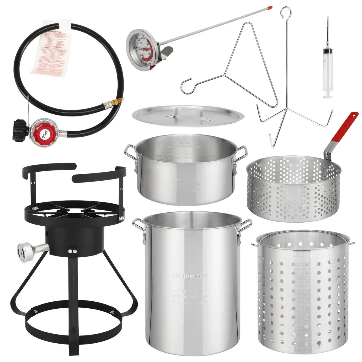 Everdaily Essentials Propane Outdoor Fryer Kit Aluminum Frying/Boiling Turkey Fryer Pot 30QT 4 Piece Set Ref. 7796