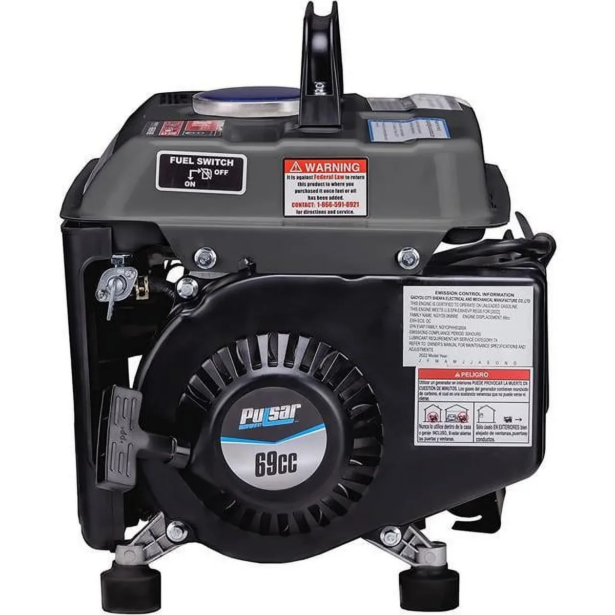 Pulsar G1200SG Portable Gas-Powered Generator with Carrying Handle, 1200W, Black/Gray 8050