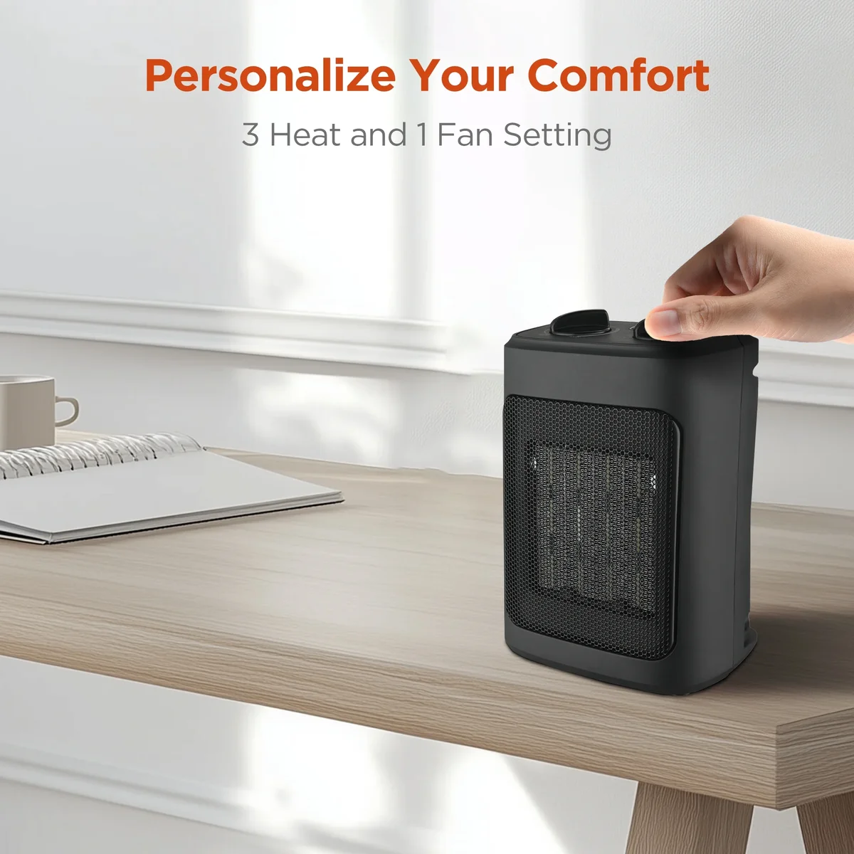 Mainstays 1500W Ceramic Fan-Force Electric Space Heater, Black 8067