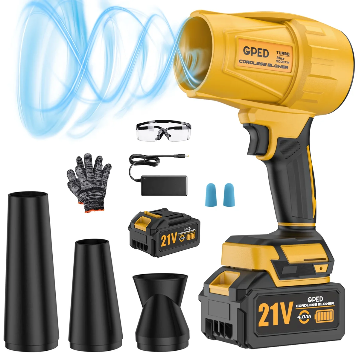 GPED Leaf Blower Cordless, Mini Blower with 2×4.0Ah Batteries & Charger, Lightweight Electric Handheld Blower for Lawn Care, Patio Cleaning, Dust Cle 9764