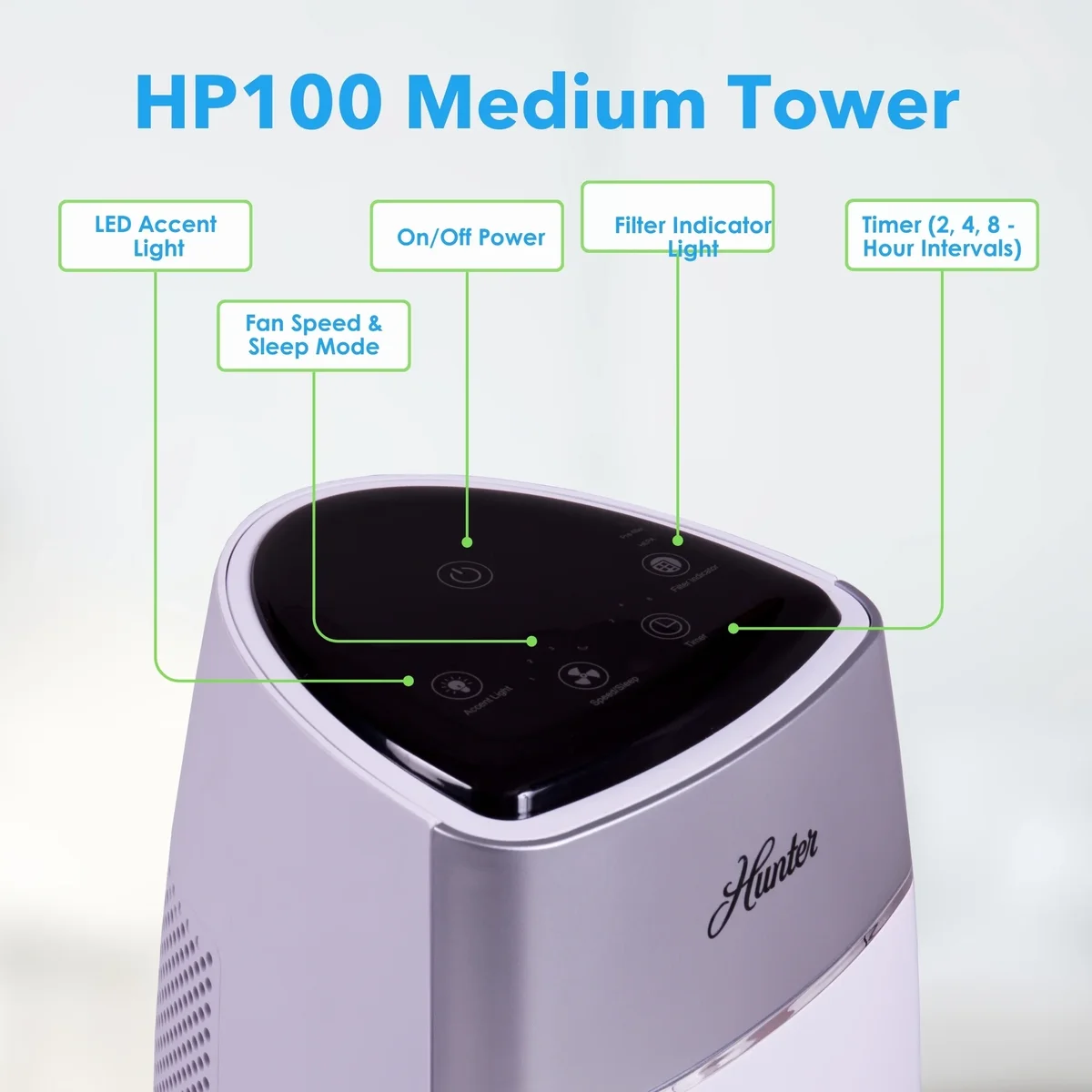 Hunter Fan Company HP100GRS Air Purifier, Gray & Silver 7497
