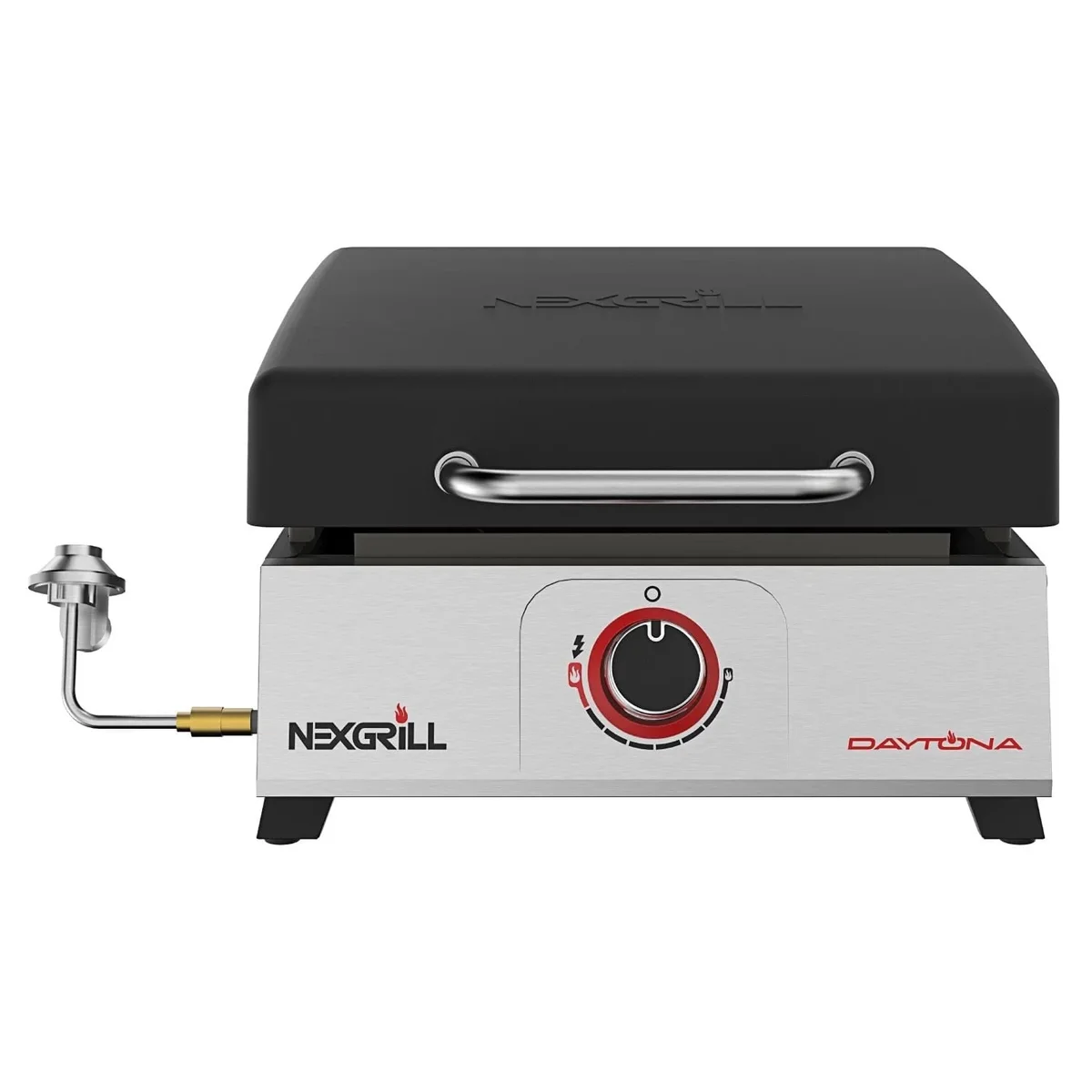 Nexgrill Daytona 1-Burner Portable Gas Griddle with Built-In Lid, 12,000 BTUs, 271 SQ In Cooking Space, Small Tabletop Propane Griddle for Outdoo 4048