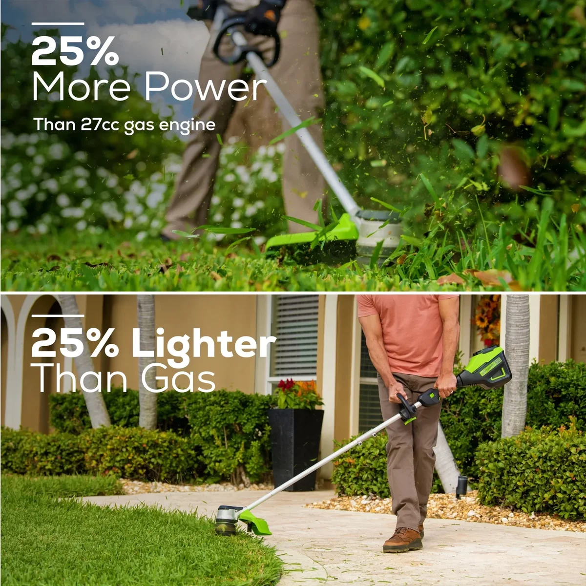Greenworks 60V 16" Cordless Brushless String Trimmer Edger with 2.5 Ah Battery and Charger 2122802 6130