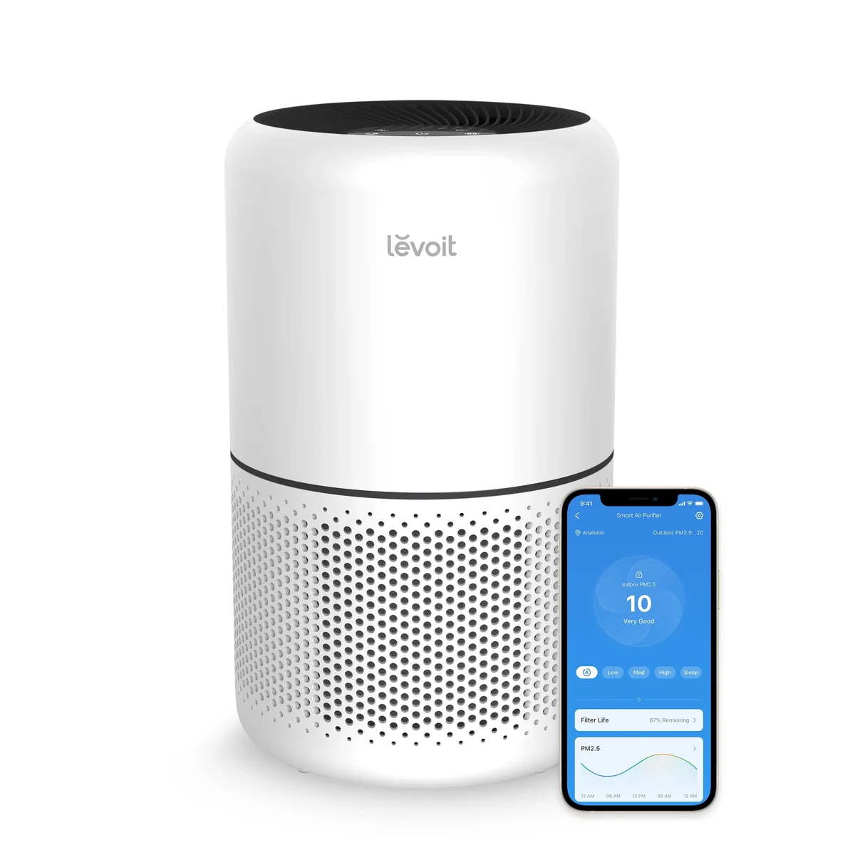 Levoit Air Purifier PlasmaPro 300S-P, Smart Air Cleaner for Large Room White & Black Vent 7474