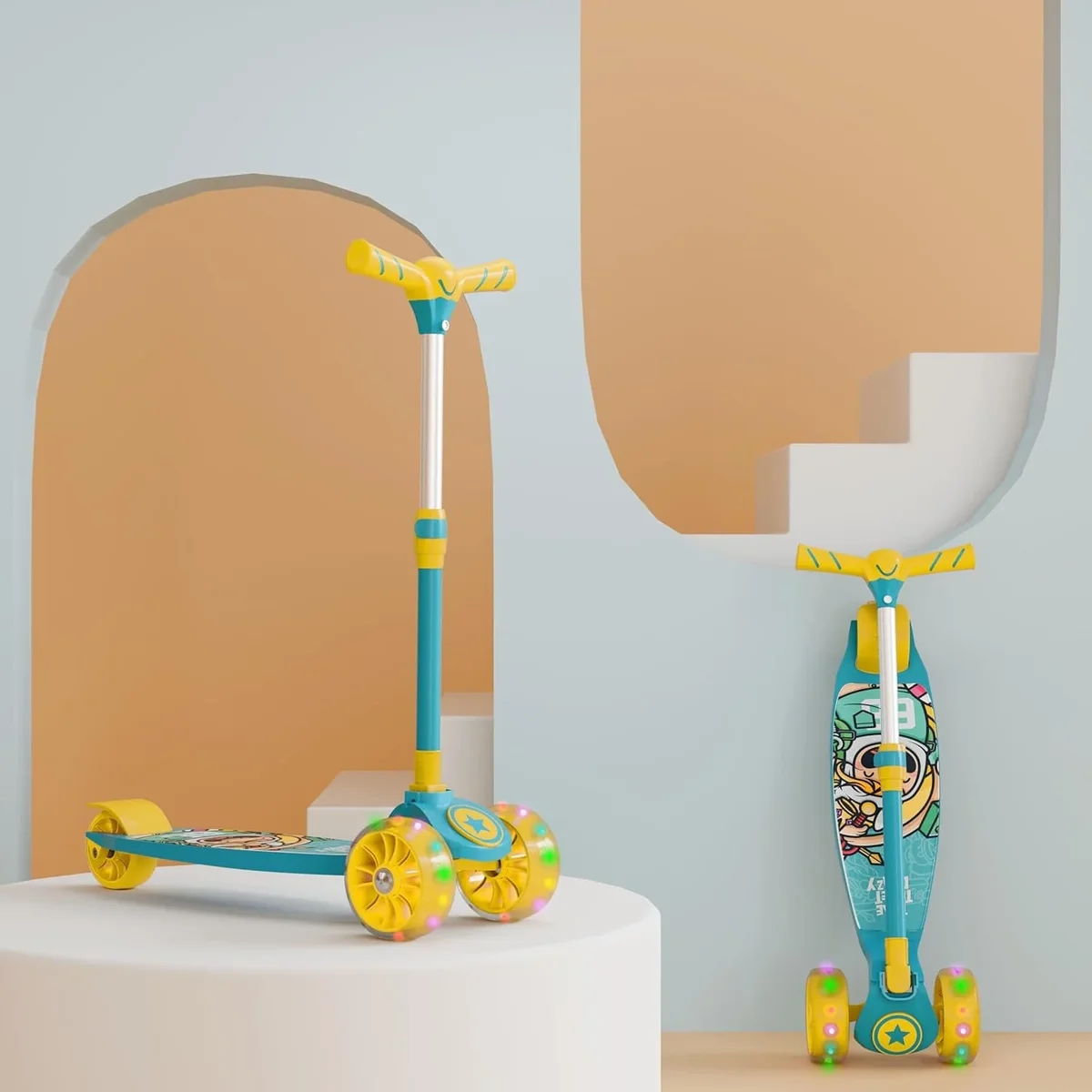 Everdaily Essentials Rocket Racer LED Scooter for Kids, 3-12 Years, 40mm Wheels, 4 Heights 9238