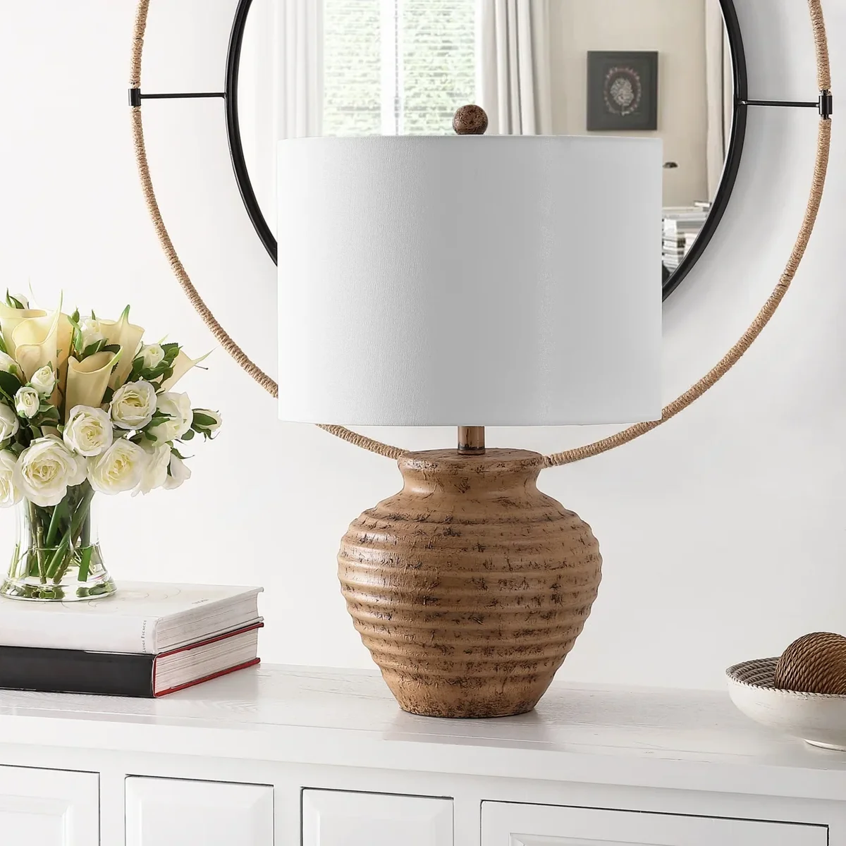 SAFAVIEH Kamryn 23 in. Textured Resin Table Lamp, Brown 6847