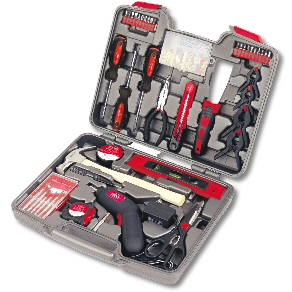 Apollo Tools 144 Piece Household Tool Kit with 4.8V Cordless Screwdriver - DT8422 6625