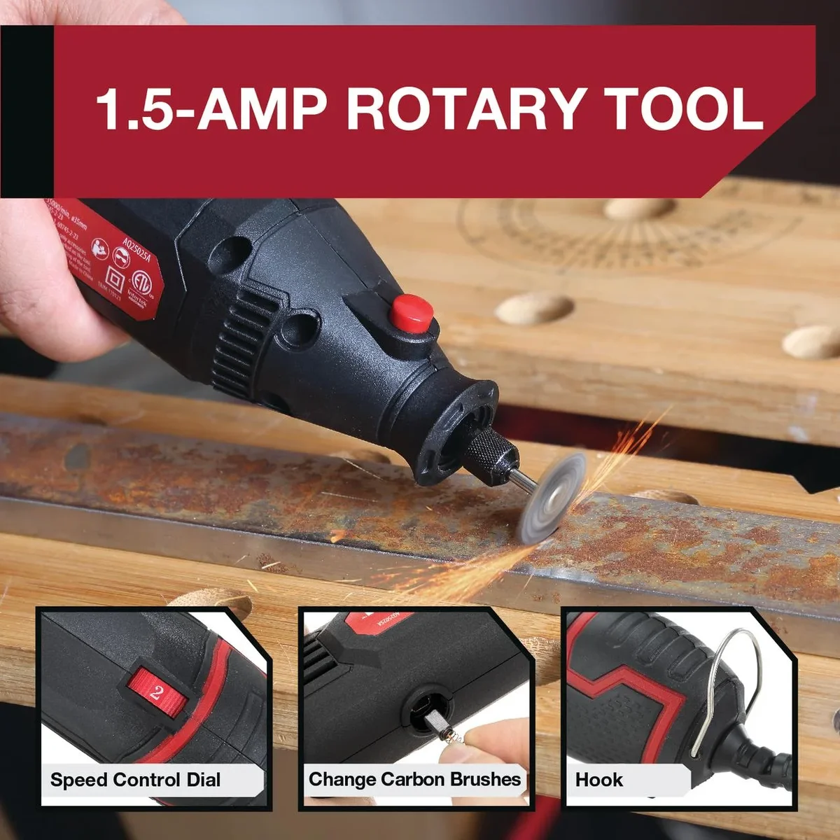 Hyper Tough 1.5 AMP Corded Rotary Tool with 105 Accessories, 120V Variable Speed and Storage Case 0087