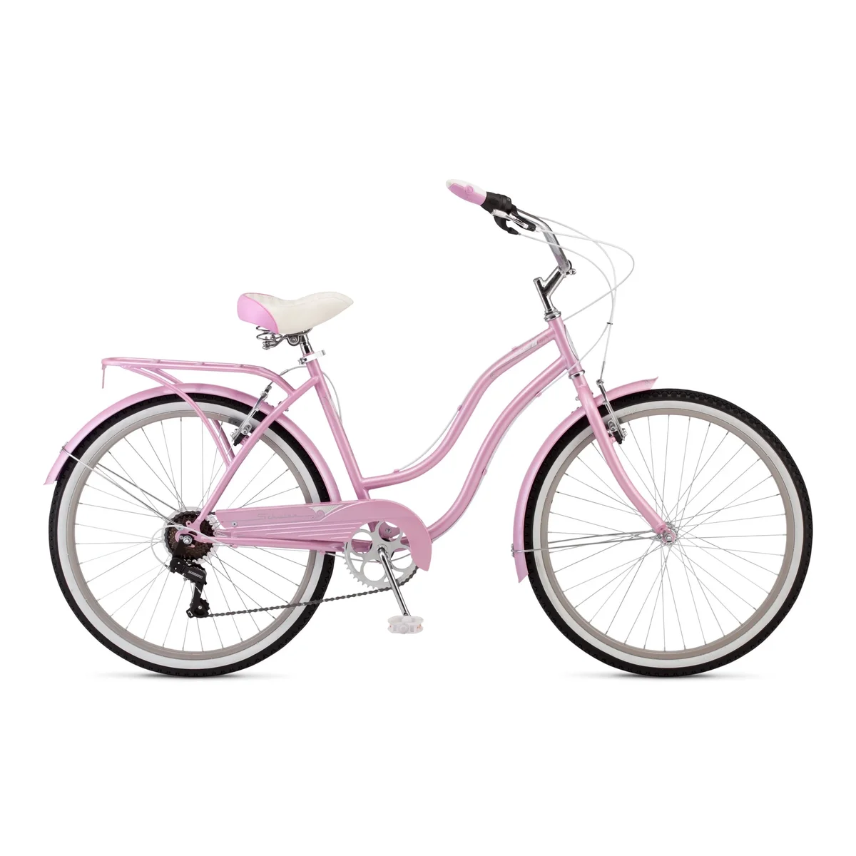 Everdaily Essentials Perla Cruiser Bike, 26-Inch Wheel, 7 Speeds, Pink 9914