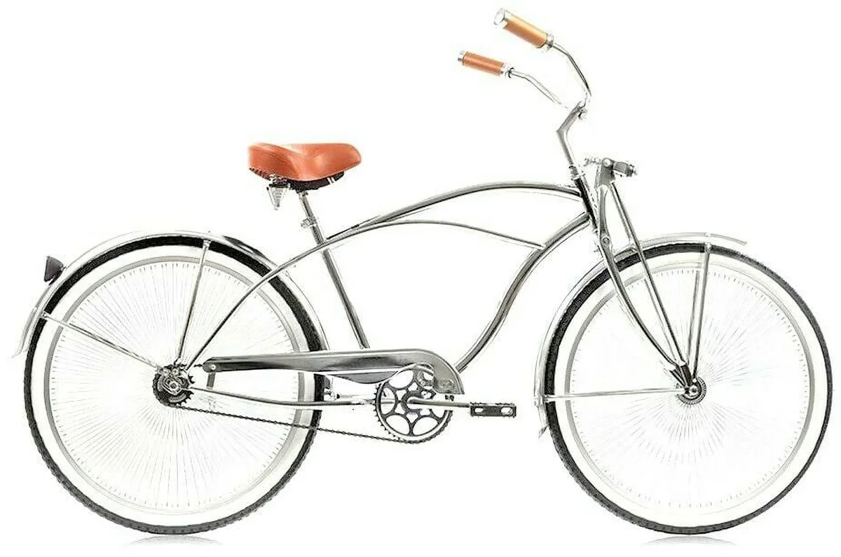 Everdaily Essentials Cougar GTS, Chrome Men's 26 In. Beach Cruiser Bike 0876