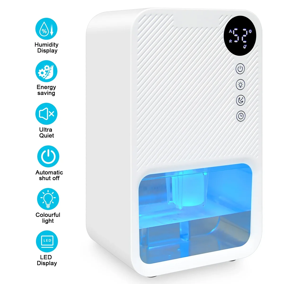 Ailkin Dehumidifiers for Home Room,AILKIN 39oz&1100ML Water Tank Auto-Off Energy Efficiency Humidity Display 24H Timer 7 Colors Light Portable Mini Dehu 9413