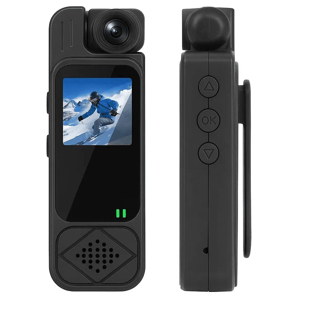 WONER Action Camera, Mini Vlogging Camera, Body Camera Wearable Video Recorder, 180° Wide Angle Rotating Lens for Bike Cycling, Pet, Vlogging 5663
