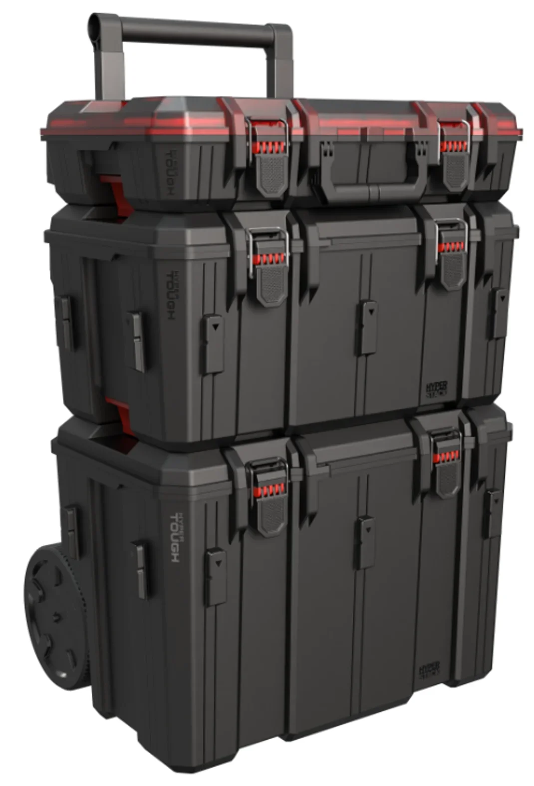 Hyper Tough Hyper Stack Heavy Duty 3 Piece Modular Rolling Toolbox System, Black 9563