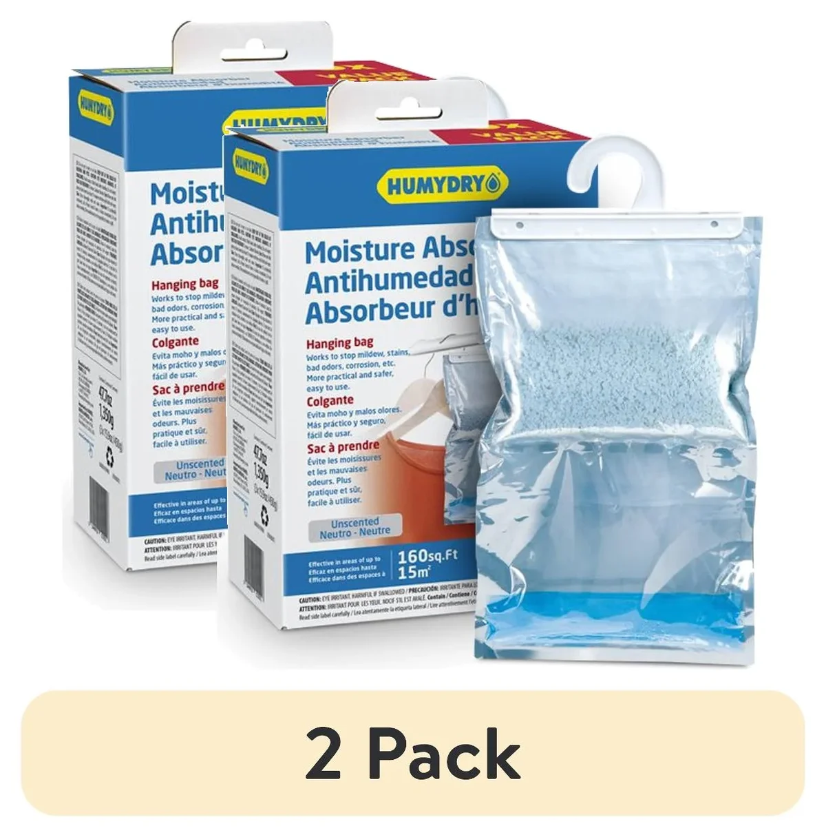 Humydry (2 pack) Humydry® 3 Pack Hanging Bag Moisture Absorber (3x15.9oz bags), Unscented 2769